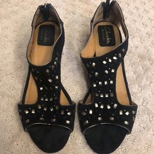 Clark’s Artisan Black Studded Leather Sandals